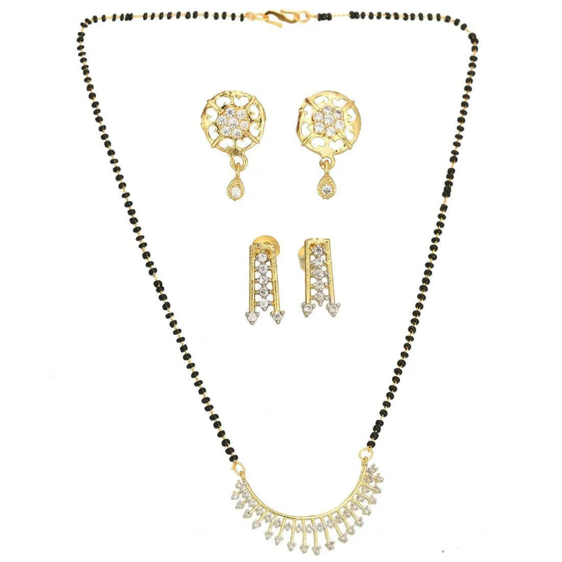 AanyaCentric Gold Plated Mangalsutra with Pendant, 2 Pair Earrings