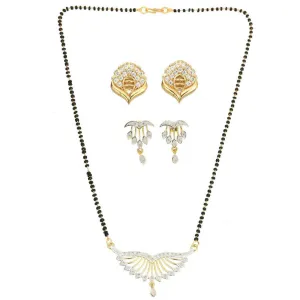 AanyaCentric Gold Plated Mangalsutra with Pendant, 2 Pair Earrings