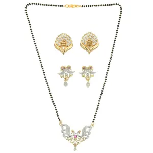 AanyaCentric Gold Plated Mangalsutra with Pendant, 2 Pair Earrings