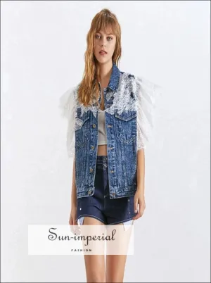 Alaska Jacket - Denim Lace Sleeve Vest