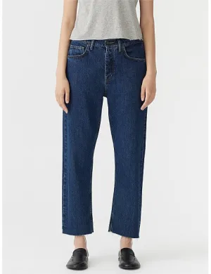 Bassike Mid Rise Slim Crop Jean - Bright Indigo