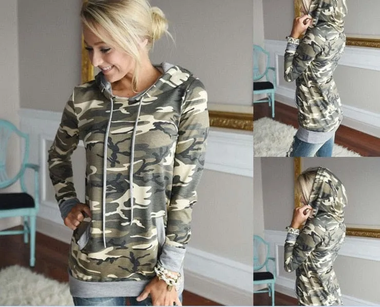 Camouflage Long Sleeve Lightweight Sweatshirt Hoodie Size: M-XXL