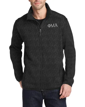 Full Zip Sweater Fleece Jacket - Heathered Black