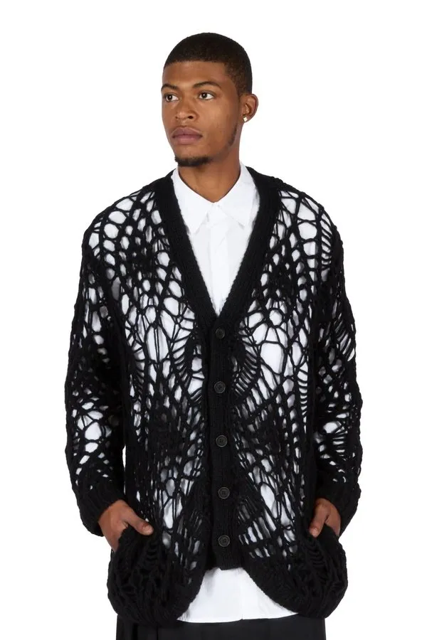 Hand Knitted Design V-Neck Cardigan