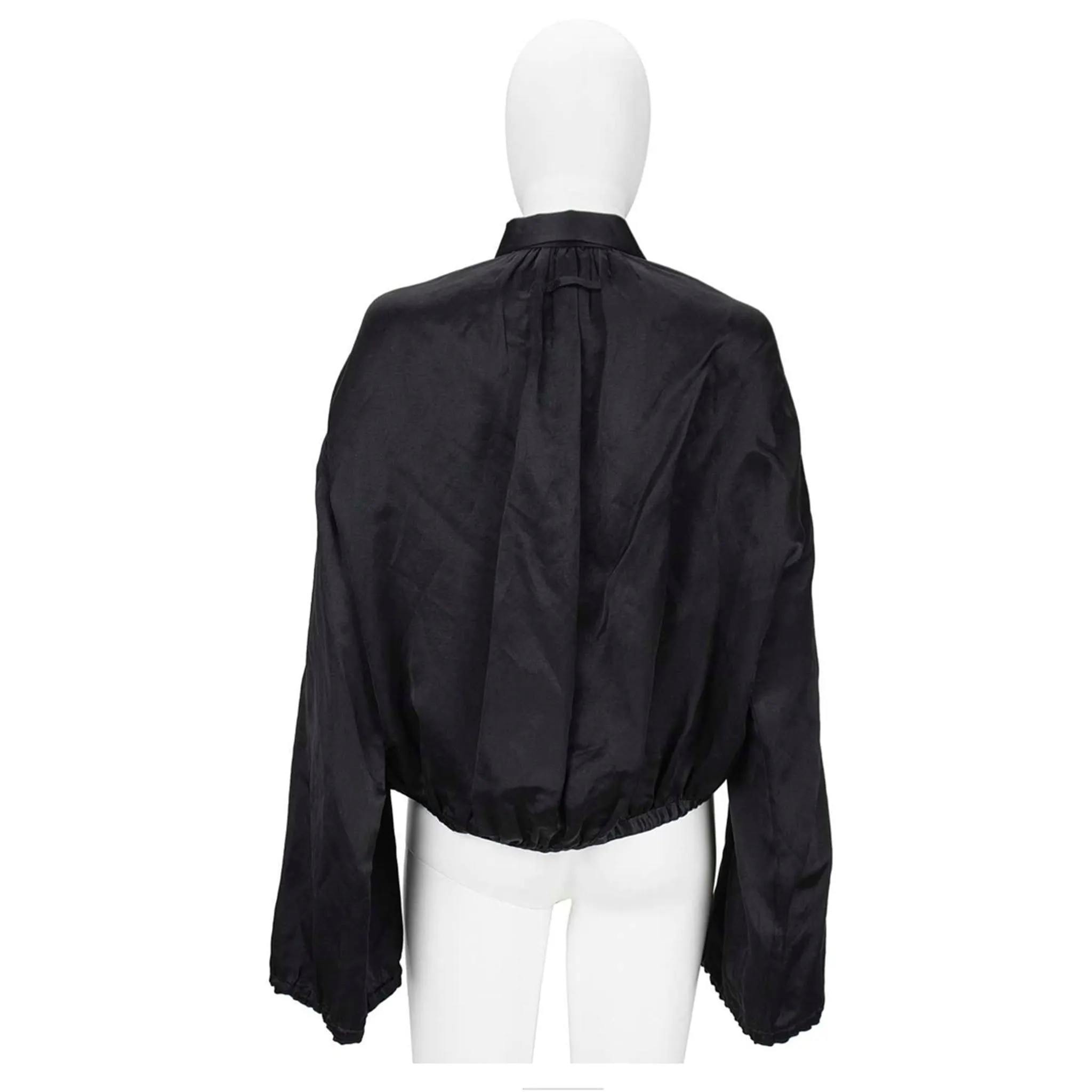 JEAN PAUL GAULTIER 1990s Black Silk Crop Bomber Jacket