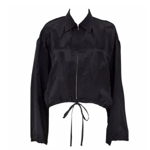 JEAN PAUL GAULTIER 1990s Black Silk Crop Bomber Jacket