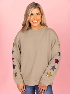 Jules Sweatshirt | Olive Sequin Stars