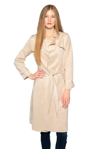 Love Token Adrianna Faux Suede Trench Coat