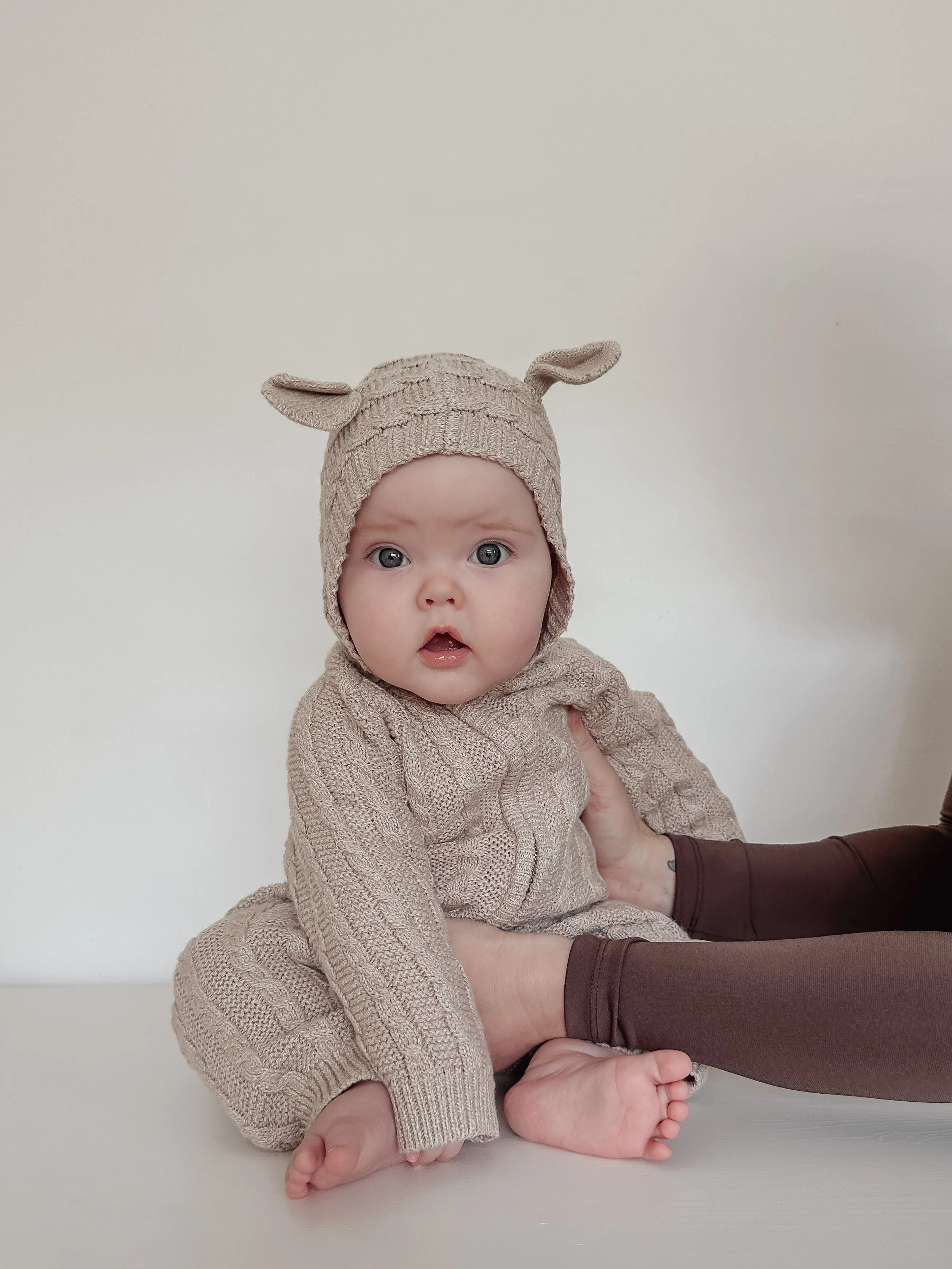 Luna   Luca Baby Bear Jumpsuit | Heather Beige