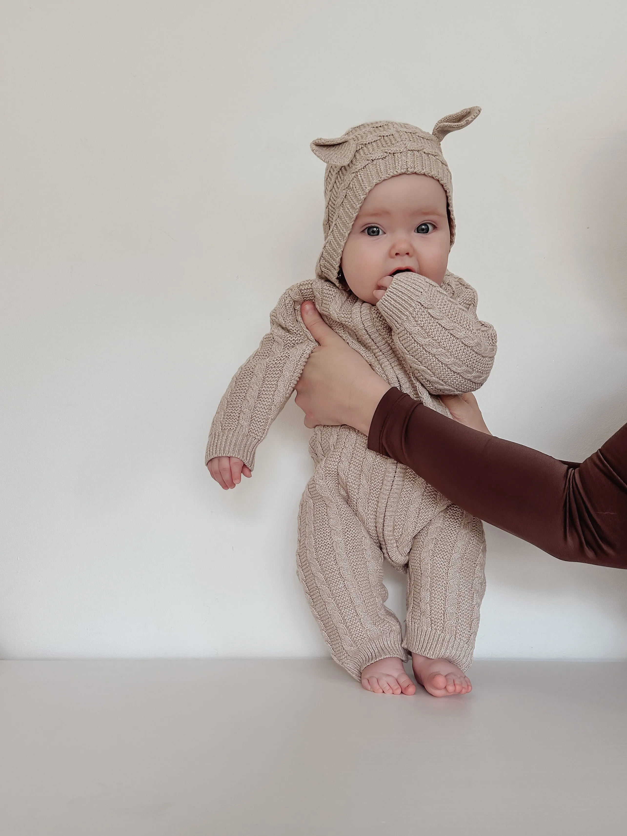 Luna   Luca Baby Bear Jumpsuit | Heather Beige