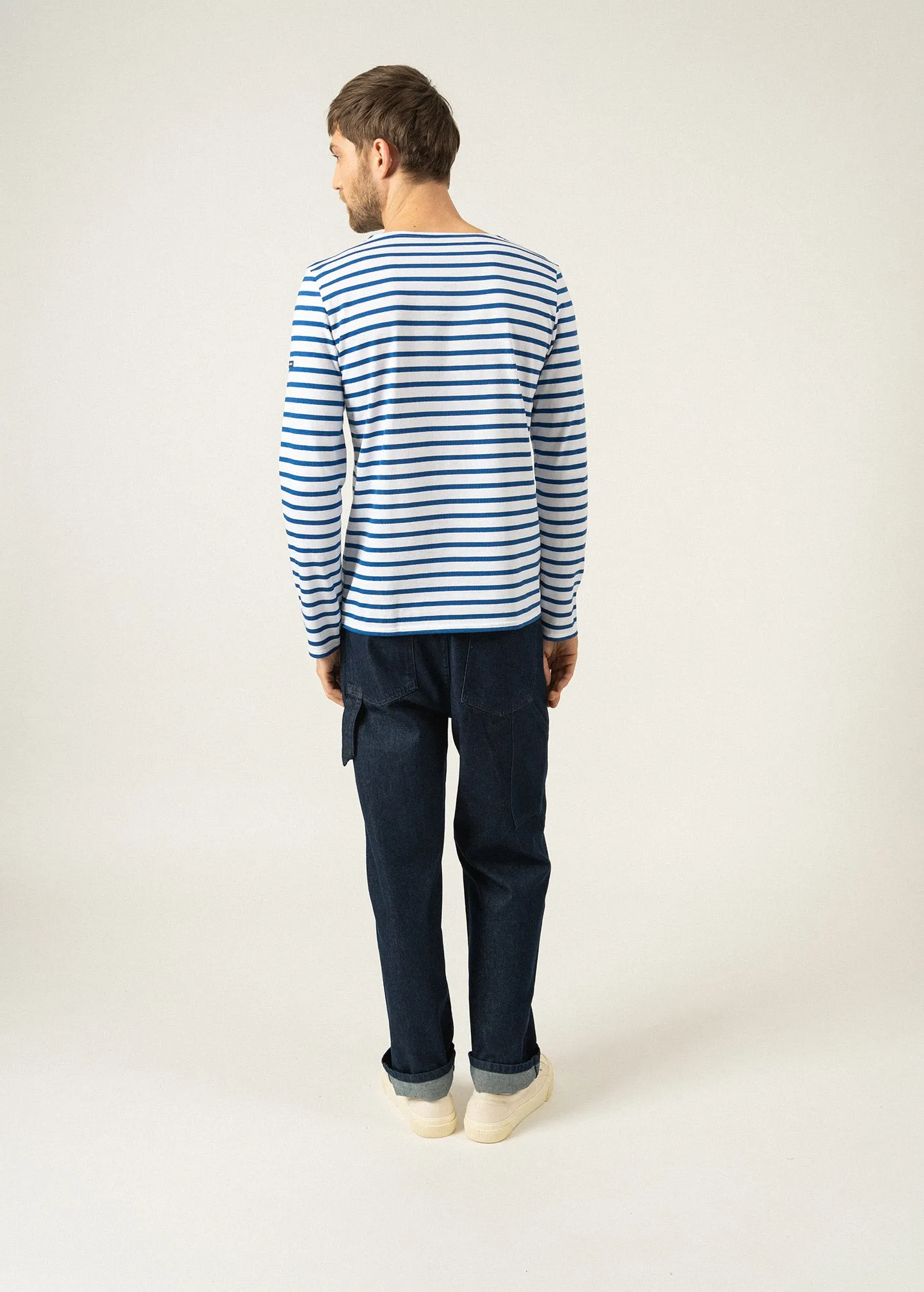 Minquiers unisex striped sailor shirt - regular fit, in light cotton (NEIGE/GITANE)