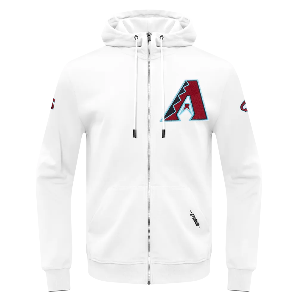 MLB ARIZONA DIAMONDBACKS CLASSIC CHENILLE MEN'S FZ PO HOODIE (WHITE)