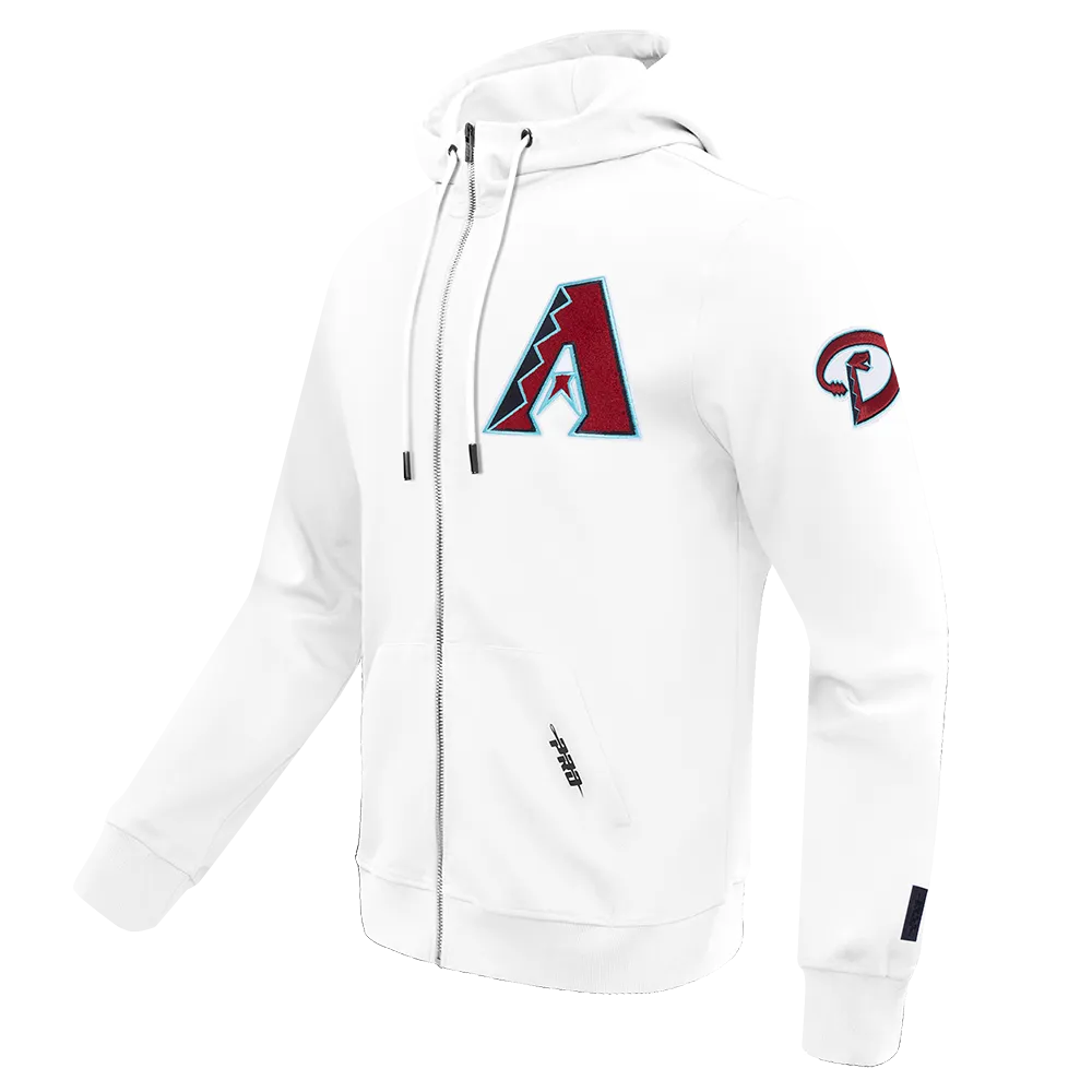 MLB ARIZONA DIAMONDBACKS CLASSIC CHENILLE MEN'S FZ PO HOODIE (WHITE)