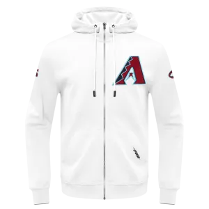 MLB ARIZONA DIAMONDBACKS CLASSIC CHENILLE MEN'S FZ PO HOODIE (WHITE)