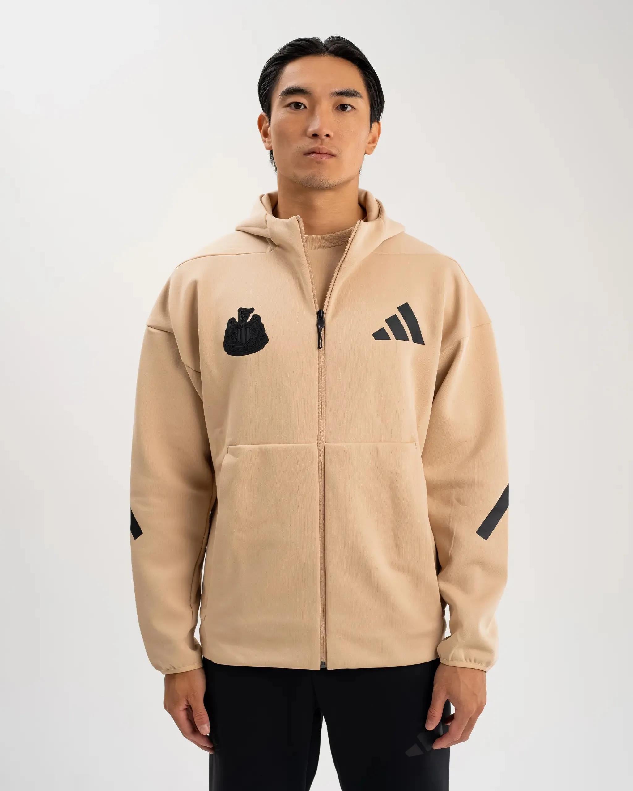 Mens Newcastle United Adidas Z.N.E. Beige Full-Zip Hoodie - Premium Comfort & Style