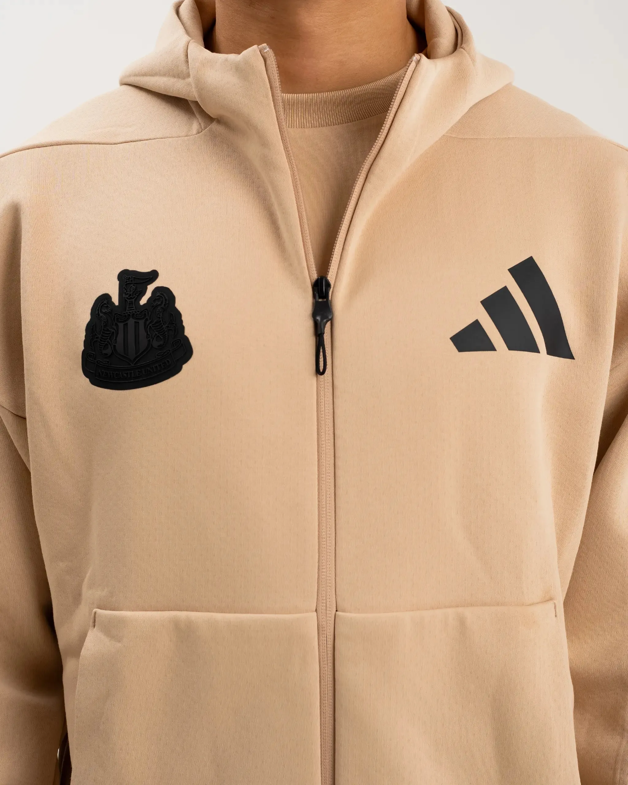 Mens Newcastle United Adidas Z.N.E. Beige Full-Zip Hoodie - Premium Comfort & Style