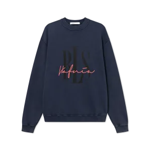 Outline Logo Crewneck Washed - Navy