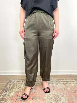 Shiny Nylon Wilt Pull On Jogger in Dune(Long)