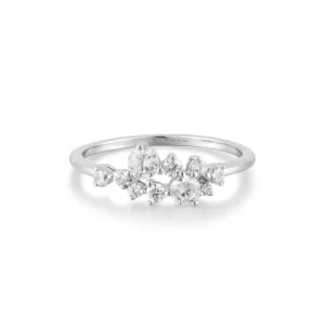 Silver Flower Cluster Pave Ring