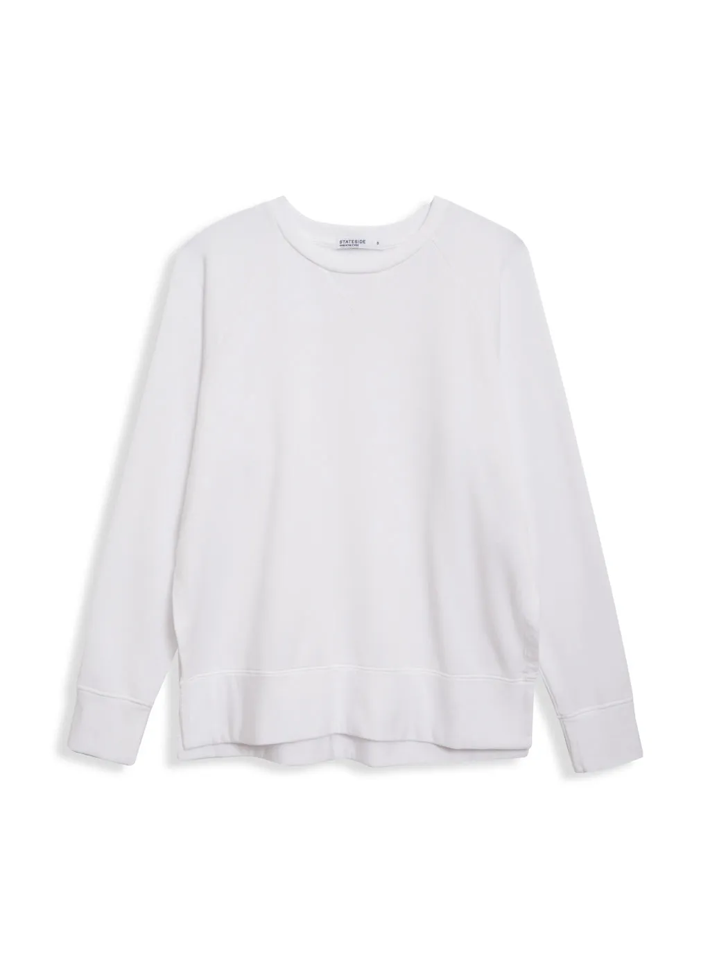 Softest Fleece Raglan Side Slit Sweatshirt in White